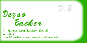 dezso backer business card